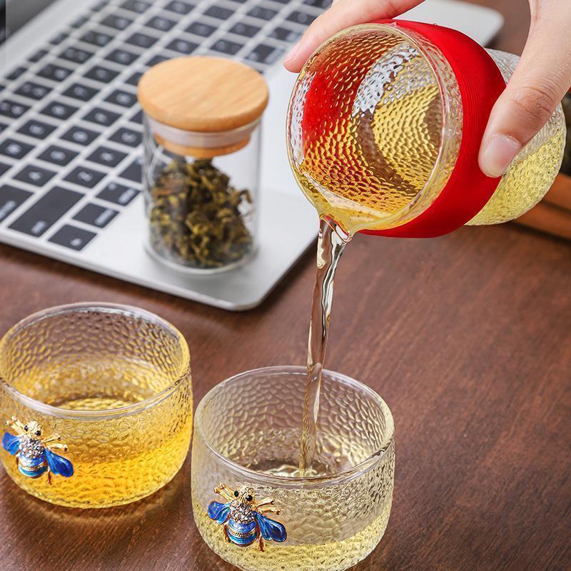 家柏饰(CORATED)锤纹玻璃旅行功夫泡茶器家用办公透明茶具户外车载茶190290z高清大图