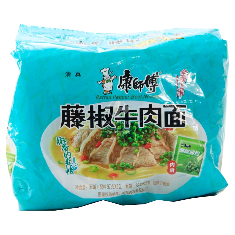 康师傅藤椒牛肉五包97g*5