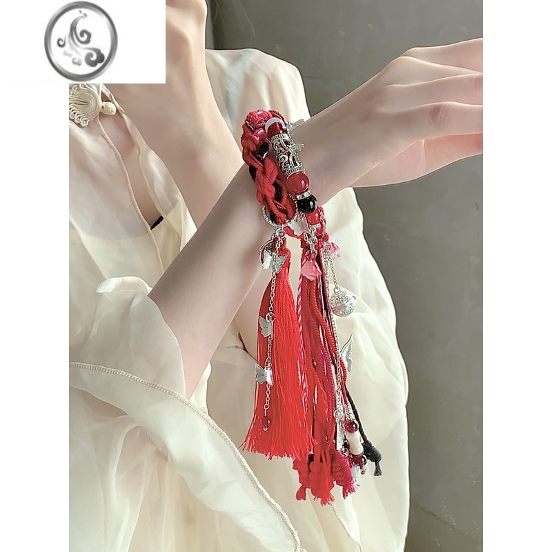 jimi新中式五帝钱编织手链女原创国风藏式手绳民族风饰品流苏铃铛手饰