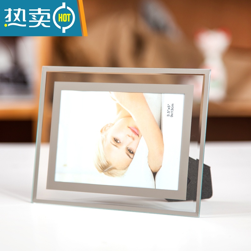 敬平现代简约水晶玻璃摆台摆件相框5 6 7 8 10寸横竖通用影楼宝宝画框 水晶 6寸 洗照片高清大图