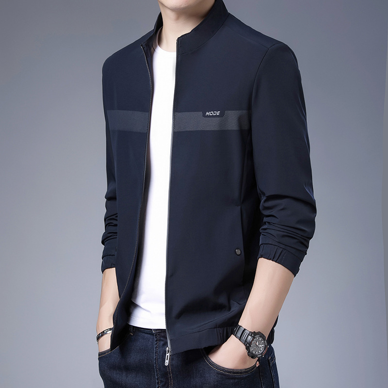 2023春秋新款男士立领夹克外套休闲薄款上衣青年男装潮流外衣