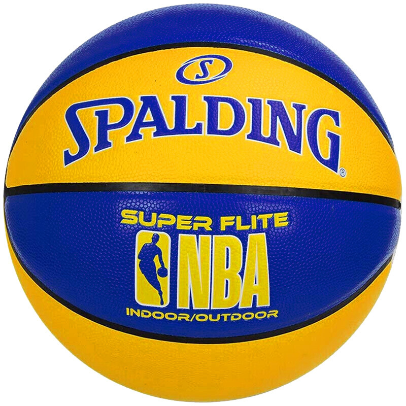 斯伯丁SPALDING通用篮球76-350Y蓝黄拼色PU材质NBA室内外篮球七号篮球