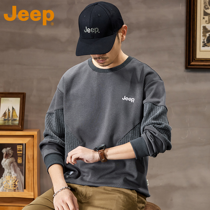 JEEP吉普美式休闲卫衣男士春秋季新款潮流百搭宽松打底长袖上普高清大图