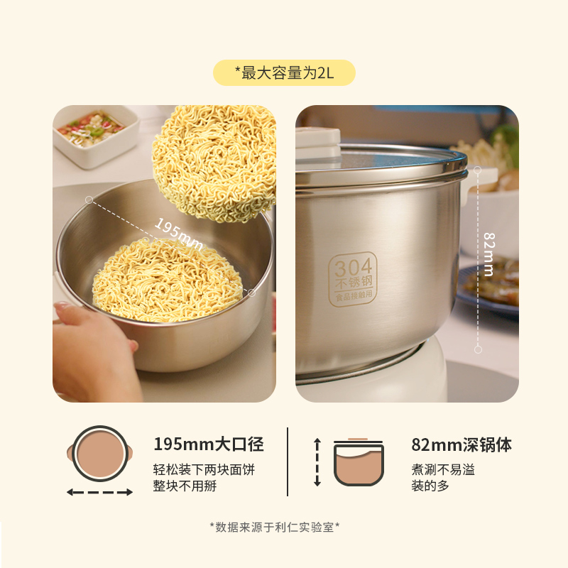 利仁分体易清洗电火锅电煮锅火锅锅具电热锅学生宿舍DHG-180F升级高清大图