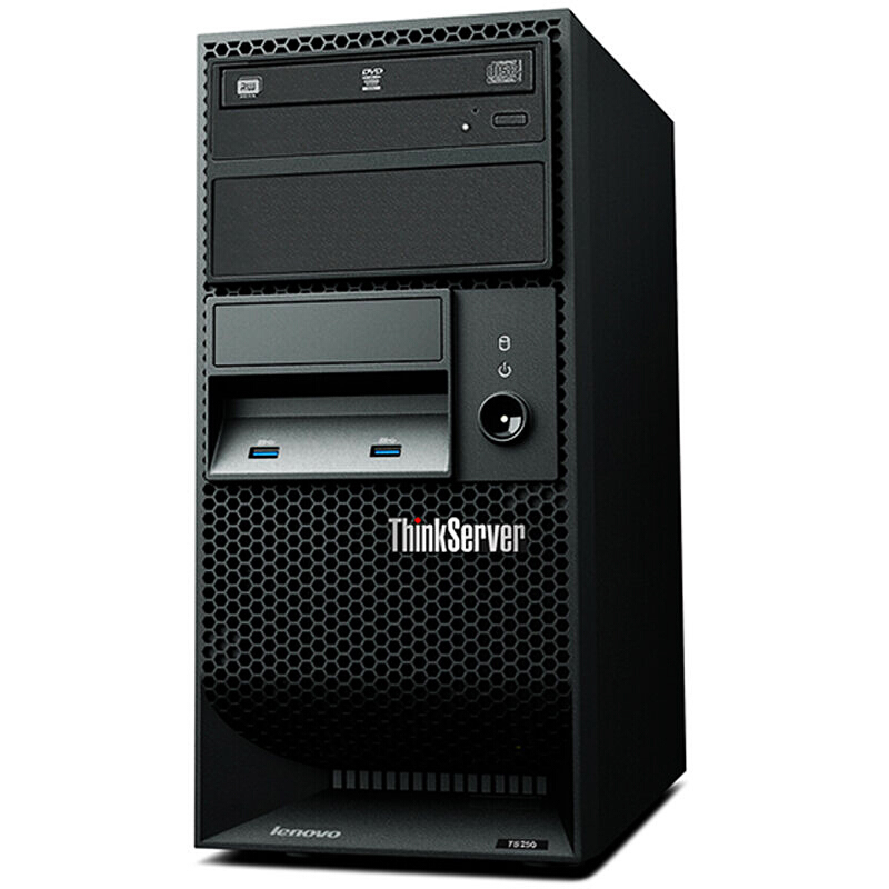 联想服务器主机ThinkServer TS250 E3-1225V6 8G内存 1T sata*2 DVD 单电源 键鼠