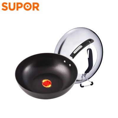 苏泊尔(SUPOR)EC1230P04火红点无油烟少粘炒锅30cm明火电磁炉通用