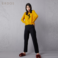 ERDOS 秋冬简约圆领动物提花长袖女士针织衫螺纹收口羊绒衫