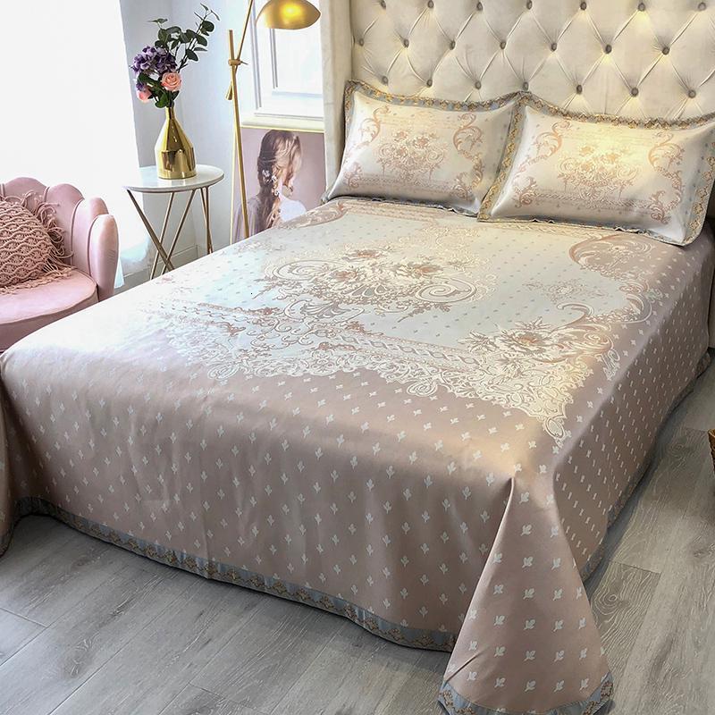 美帮汇冰丝席凉席三件套1.8m床单款可水洗机洗席子1.5夏季空调软席床裙 床单款冰丝席一罗兰金 2.0m（6.6英尺）床