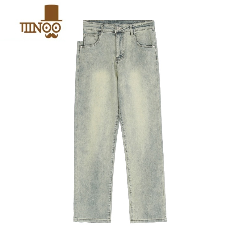 YANXUYOOTDS水洗做旧黄泥染牛仔长裤子男女vibe风百搭休闲基础款直筒裤高清大图