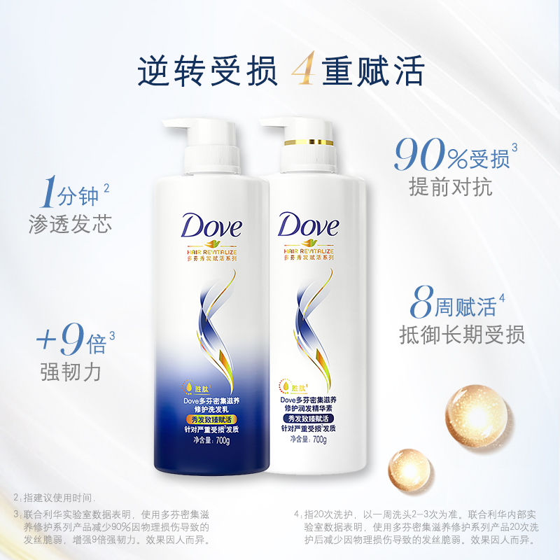 多芬(Dove)密集滋养洗护套装 修护干枯烫染受损发质(洗护700g×2+洗护400g)