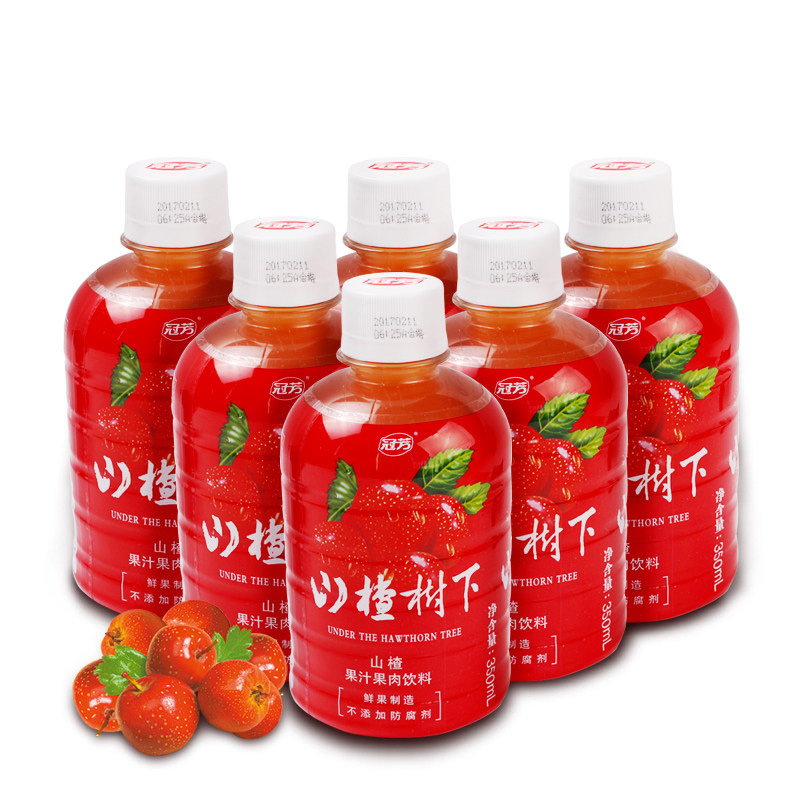 冠芳山楂树下350ml6罐装果汁果肉饮料山楂汁饮料整箱夏季饮品