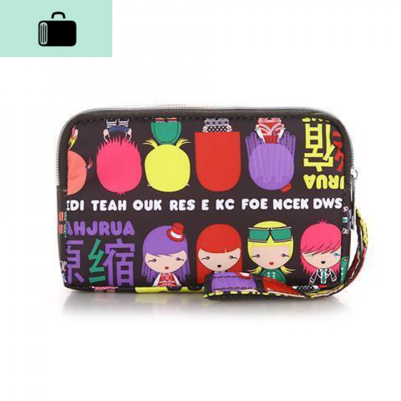 韩版拉链零钱包女手包防水手抓包手拿包手机包布艺小钱包收纳包NEW LAKE女手包 彩色娃娃