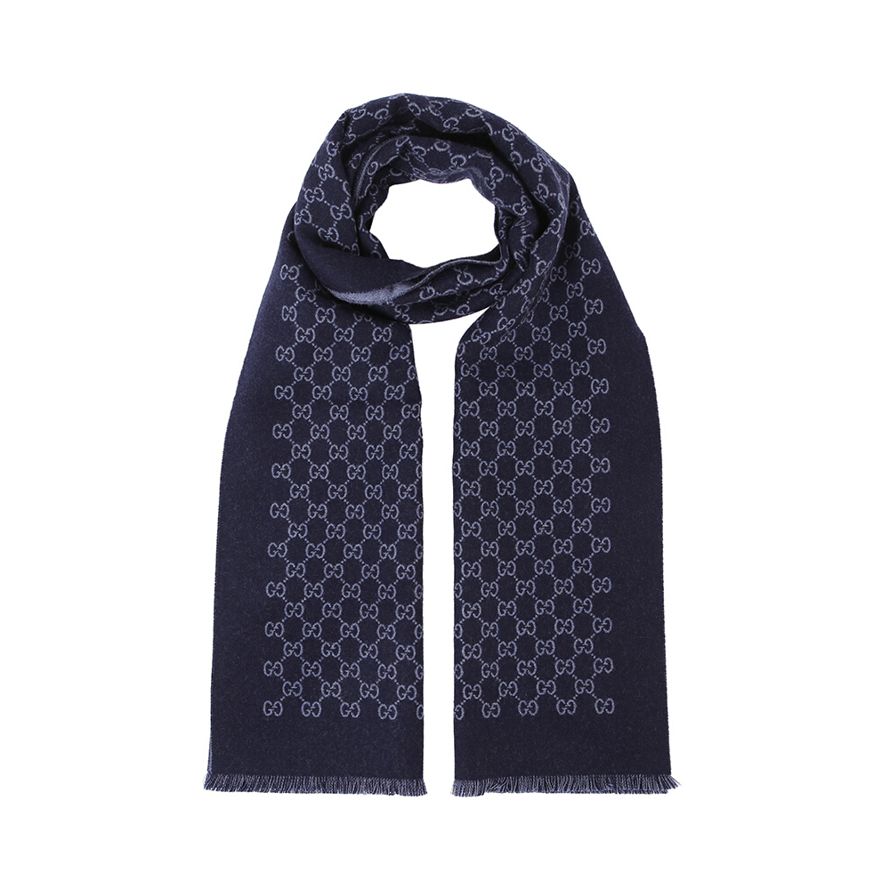 gucci古驰时尚深蓝色羊毛男士围巾3912464g2004569参数