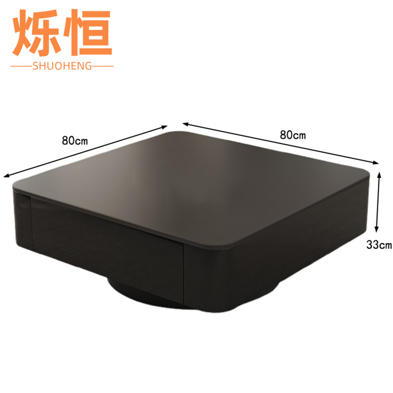 烁恒岩板茶几黑色70*70*33cm张高清大图