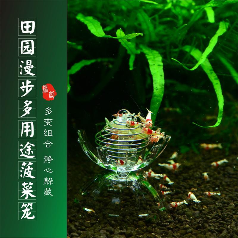 鱼缸多功能菠菜笼莫丝虾窝水晶虾观赏鱼喂食器鱼虾躲藏屋高清大图