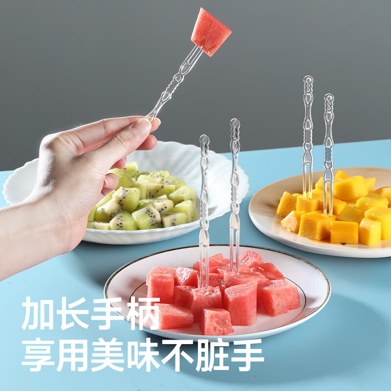 美丽雅 水果叉100支 一次性叉子食品级 儿童甜品蛋糕果盘小签子 95786