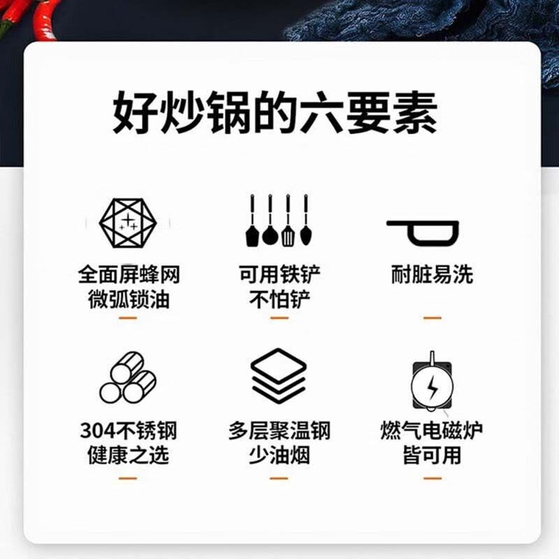 苏泊尔(SUPOR)x晶盾不锈钢炒锅家用炒菜锅蜂窝晶纹抗粘少烟燃气电磁炉通用锅具 [30cm玻璃盖]图片