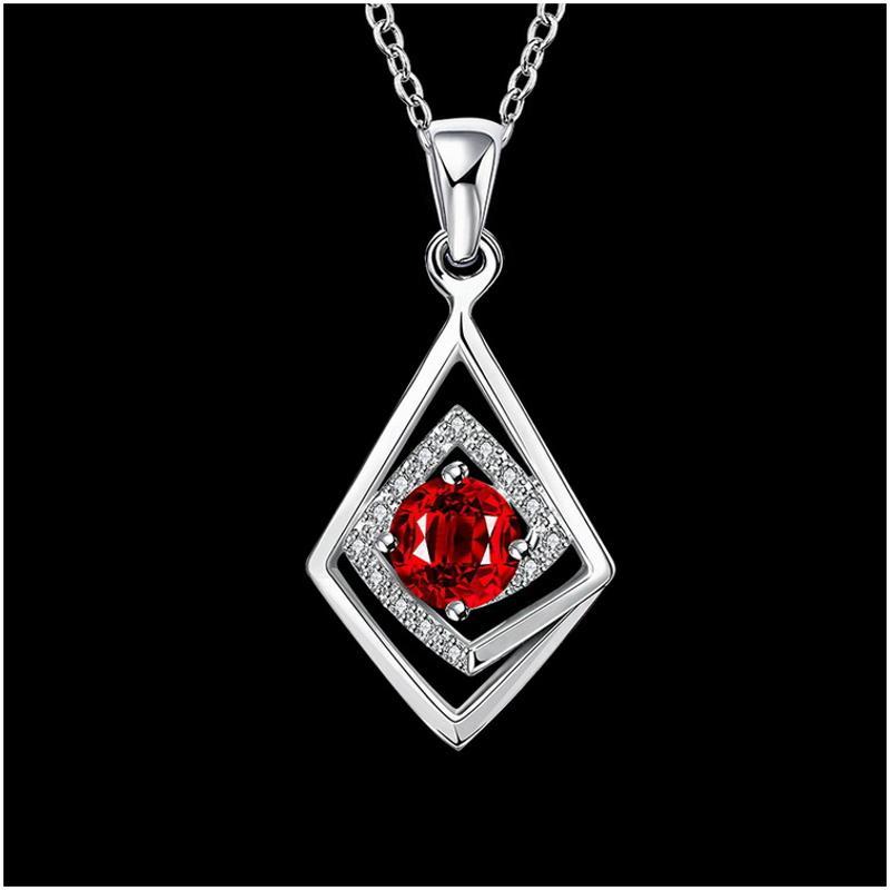 N033Women Silver Necklace 日韩几何简约锁骨项链女银饰坠首饰送女朋友七夕情人节礼物