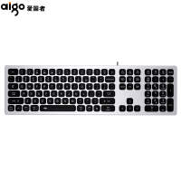 爱国者 超薄双系统安静键盘 适配苹果Mac RGB背光 铝合金面板 巧克力键盘有线键盘 V800 亮银色
