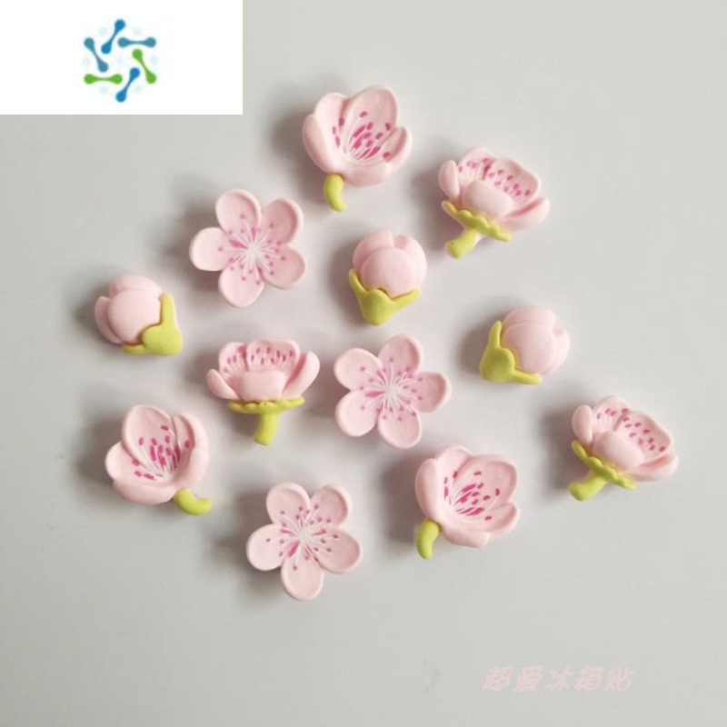 三维工匠小清新树脂装饰冰箱贴磁贴磁铁贴 田园花朵创意白板贴卡通磁性贴 粉色12个(磁铁款)2-2.5厘米 小墙贴