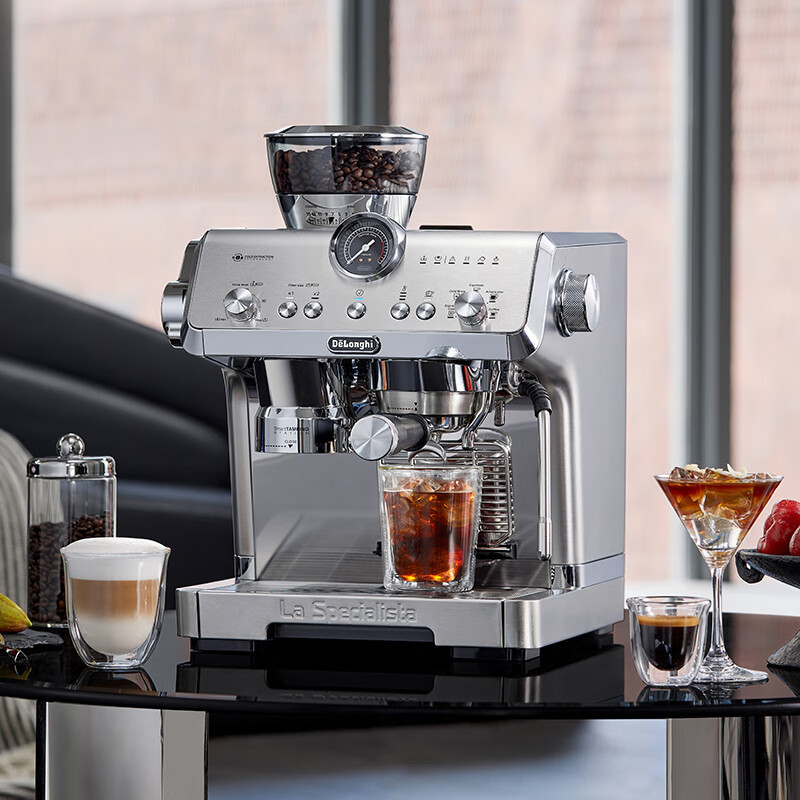 德龙(Delonghi)咖啡机意式半自动美式家用冷萃 豆粉两用 19Bar泵压 升级蒸汽细杆奶泡系统全EC9555.M高清大图