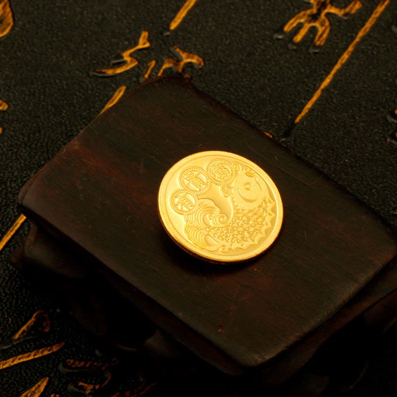 素竹 黄金足金9999 富贵有鱼5克金章金条 收藏赠礼 支持回购图片