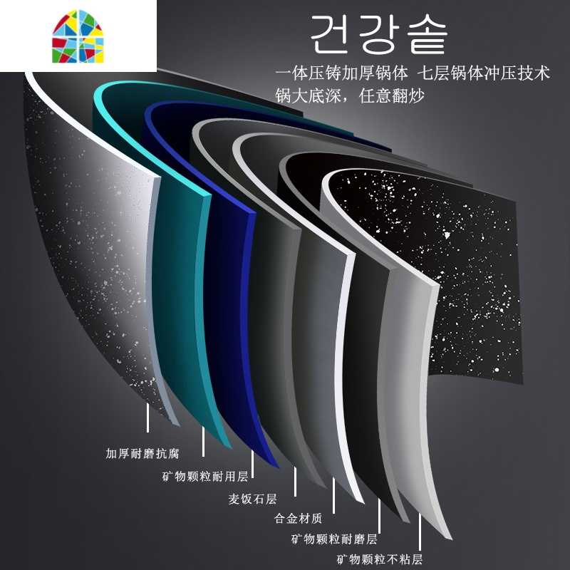 韩国不粘锅家用炒菜锅平底锅电磁炉煤气灶专用麦石炒锅
