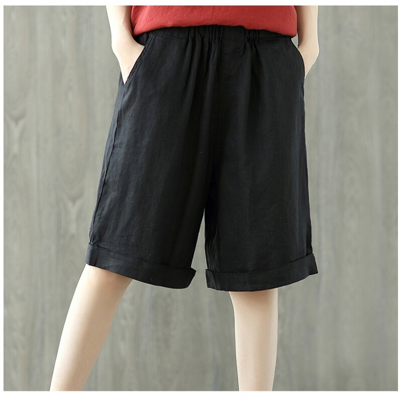 五分裤女夏棉麻中裤休闲裤棉麻5分短裤女夏宽松直筒裤子热裤大码