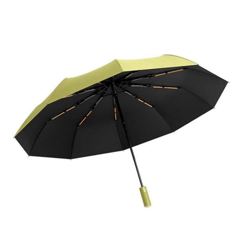 米奇喵雨伞三折晴雨两用防晒全自动遮阳伞加厚黑胶太阳伞全自动十骨双骨(20根龙骨)抹茶绿高清大图