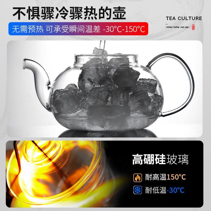 家柏饰(CORATED)过滤玻璃茶具套装家用简约透明功夫冲茶器日式红茶茶壶干泡盘图片