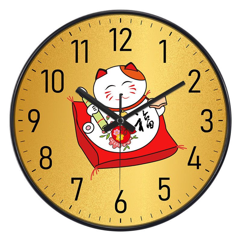 铭侣 挂钟网红卡通钟表挂钟客厅家用时尚可爱招财猫时钟现代简约创意