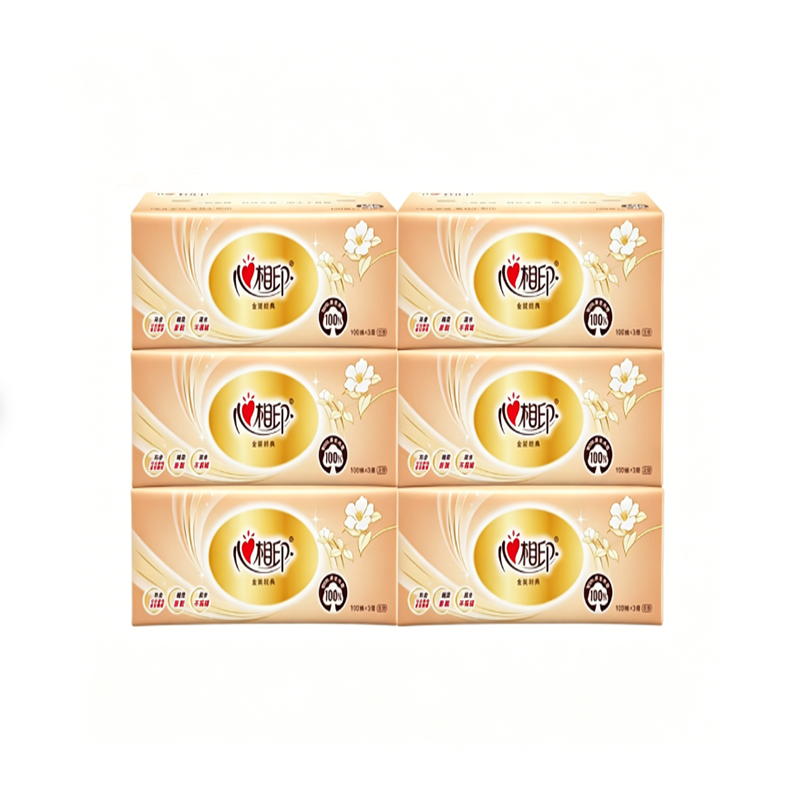 心相印金装经典可湿水3层抽纸DT51100 100抽*6包