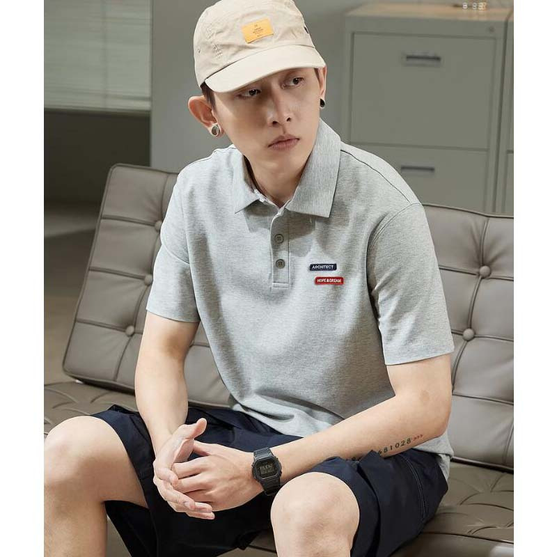 唐狮夏季新款polo衫男士短袖宽松黑色休闲有翻领t恤港风ins潮