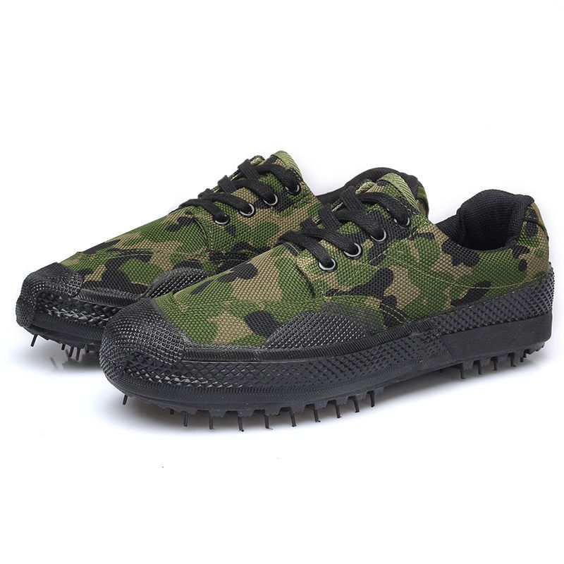 强人3515低帮训练鞋工地劳动耐磨劳保帆布胶鞋6b1视频