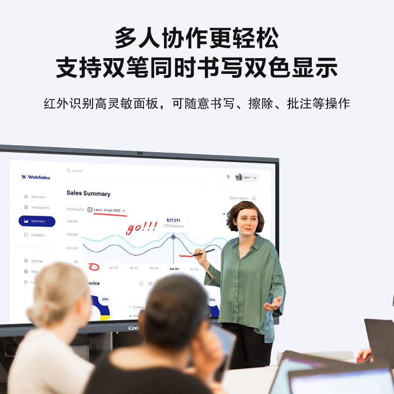 酷彩(CoolColor) 智能视频会议平板触屏65英寸多媒体教学一体机交互式电子白板显示屏 双系统i5/8G/128G
