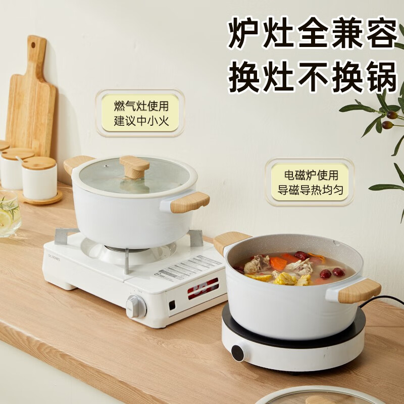 炊大皇 汤锅不粘锅煲汤炖煮熬粥汤奶锅24cm 电磁炉通用 奶糖NT24TG(规格:个)高清大图