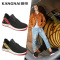 康奈男鞋 休闲鞋潮流运动拼色飞织休闲鞋圆头轻质简约运动鞋15285024 黑色/红色 40码