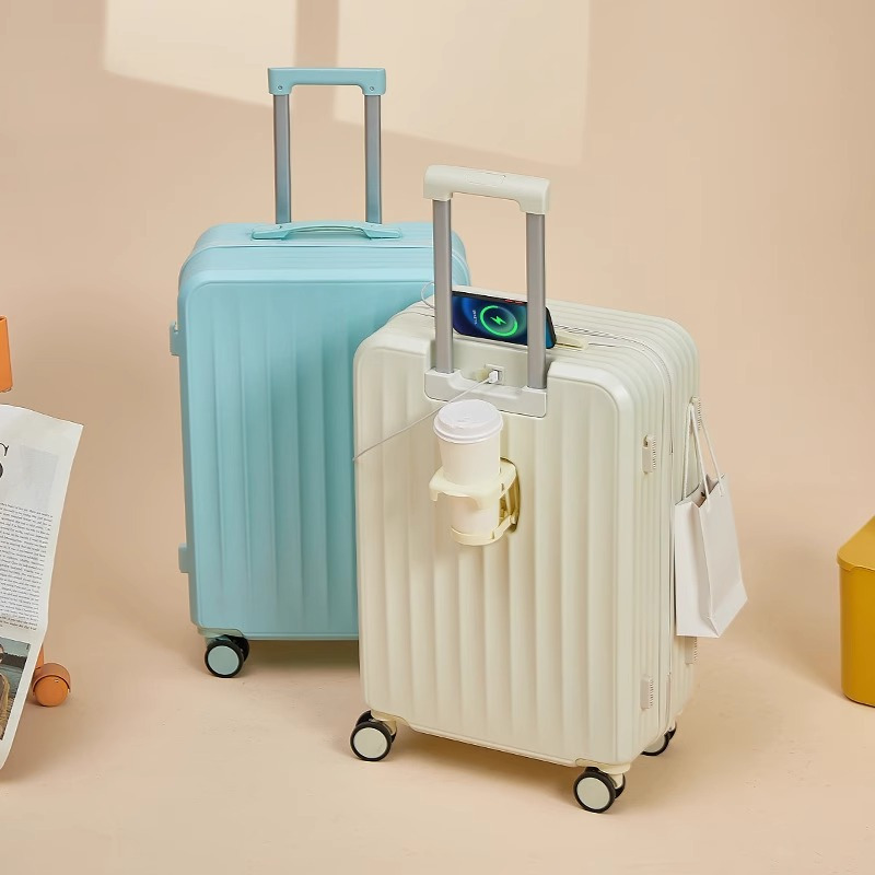 时尚拉杆箱休闲拉链款usb旅行箱男女学生行李箱万向轮密码箱