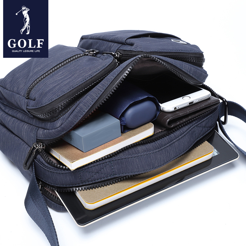 高尔夫(GOLF)锦纶单肩包男士大容量邮差包多功能斜挎男包韩版潮牛津帆布手提包休闲背包2020新款
