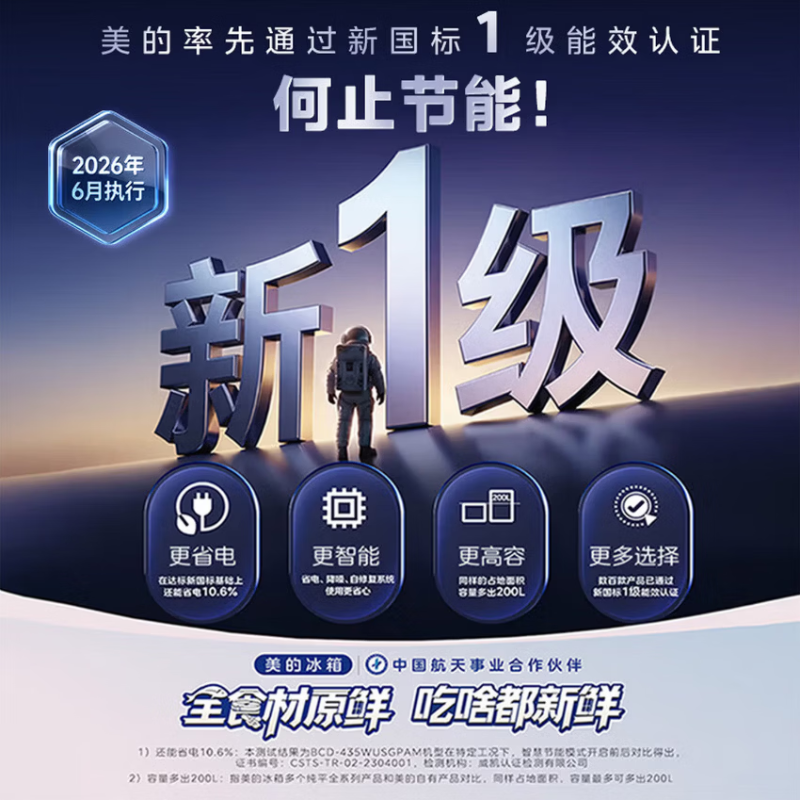 美的[机皇2.0]541十字门冰箱薄嵌双系统2.0更恒温新国标真一级大容量MR-541WUSJDPZE流光黛高清大图