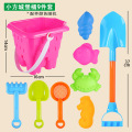 儿童软胶沙滩玩具宝宝挖沙挖土工具套装铲子海边户外玩水沙子室内3759W 儿童套装组合【12件套】小花桶粉桶