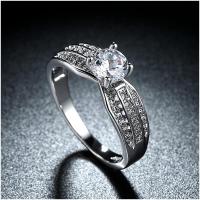 R834-CCouple Love Gold Rings铂金订婚戒指男女钻石情侣简约日韩送女朋友七夕情人节礼物