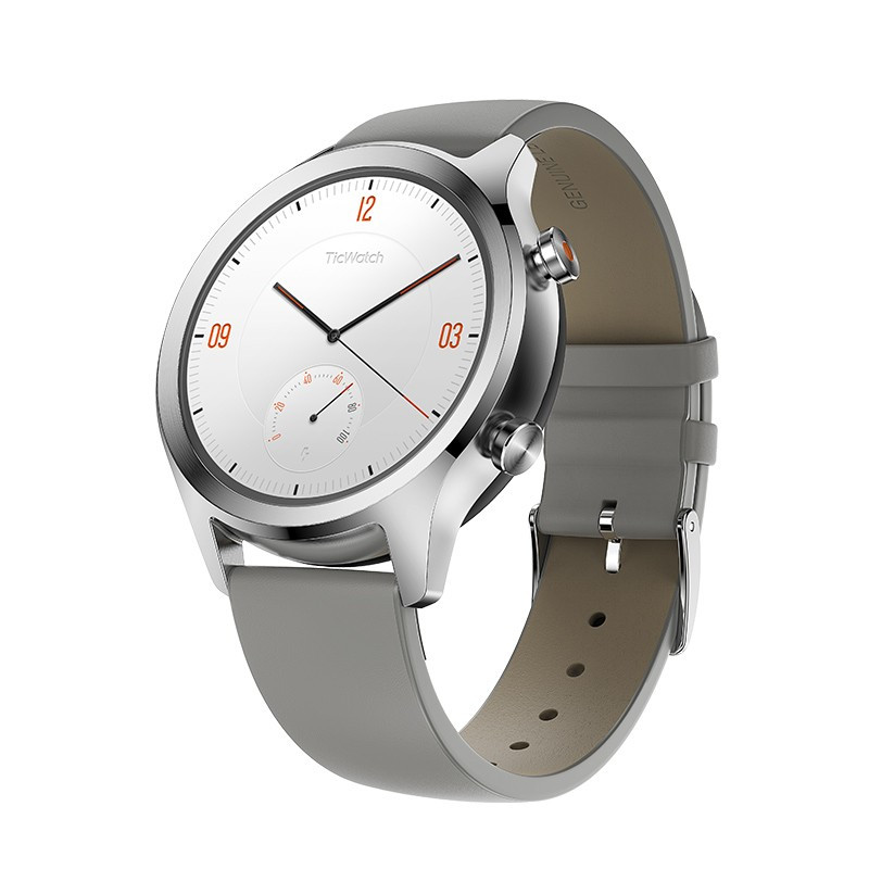 [TicWatch C2经典系列]北斗三星定位24小时心率NFC支付智能通知户外运动手表 苹果华为荣耀通用 星光银