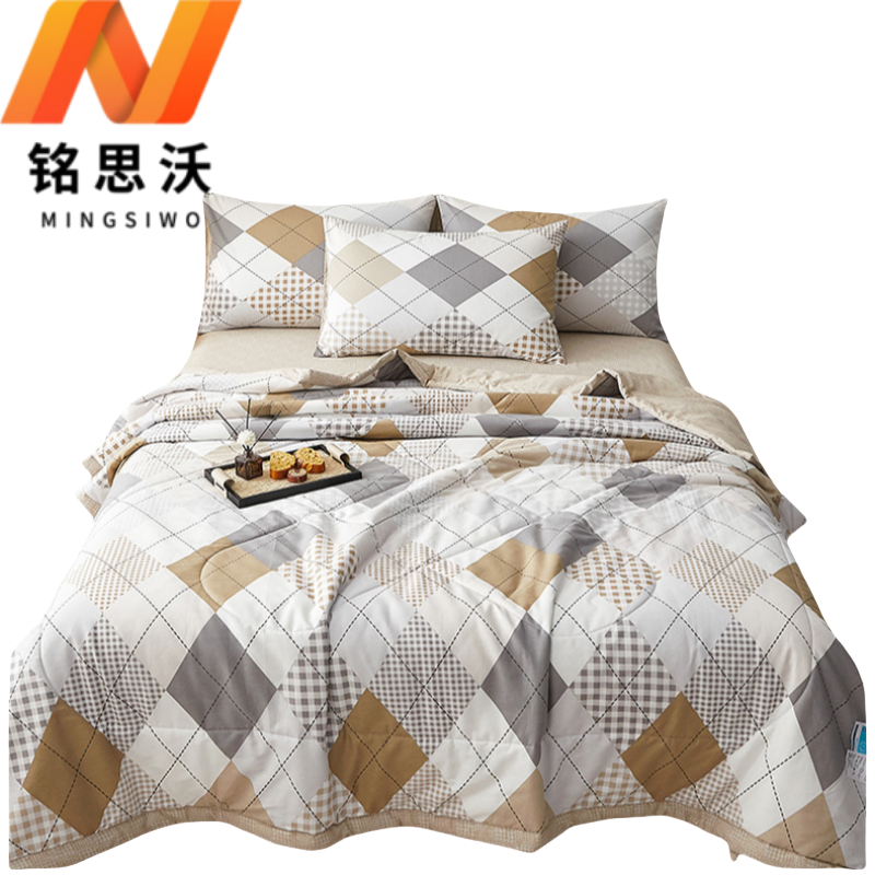 铭思沃被子三件套1.2米床 咖色 套高清大图