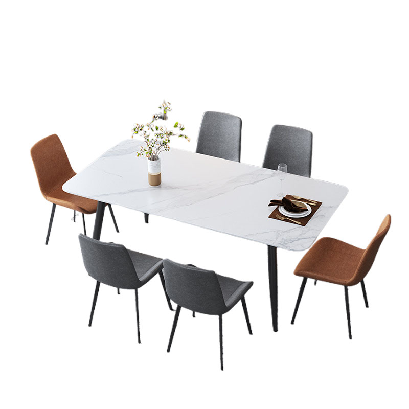 晋舰 岩板餐桌椅组合新中式家用现代简约方形饭桌小户型1.3米一桌6椅高清大图