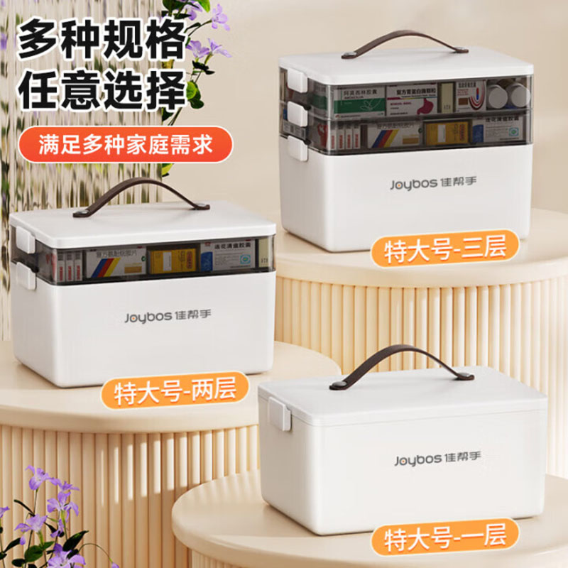 佳帮手药箱 家用大号医药箱家庭装多功能药品收纳盒医疗箱 白色2层高清大图