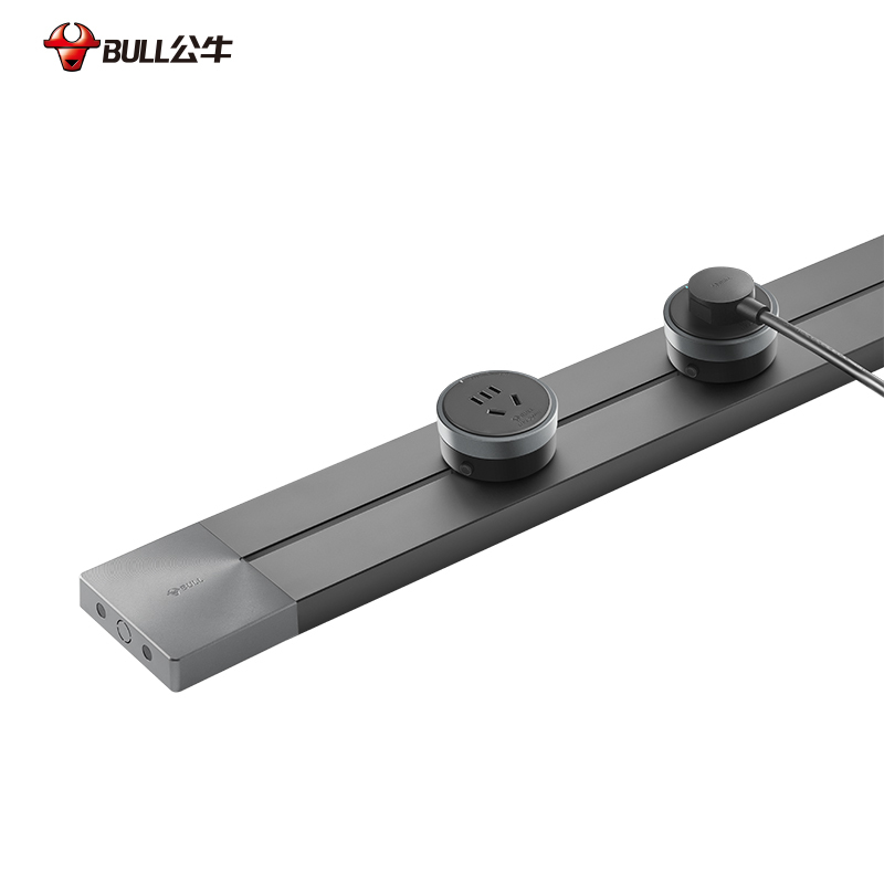 公牛(bull)GN-GB1银色500mm轨道插座公牛移动轨道插座厨房专用电力滑轨插排家用多功能明装无线排插