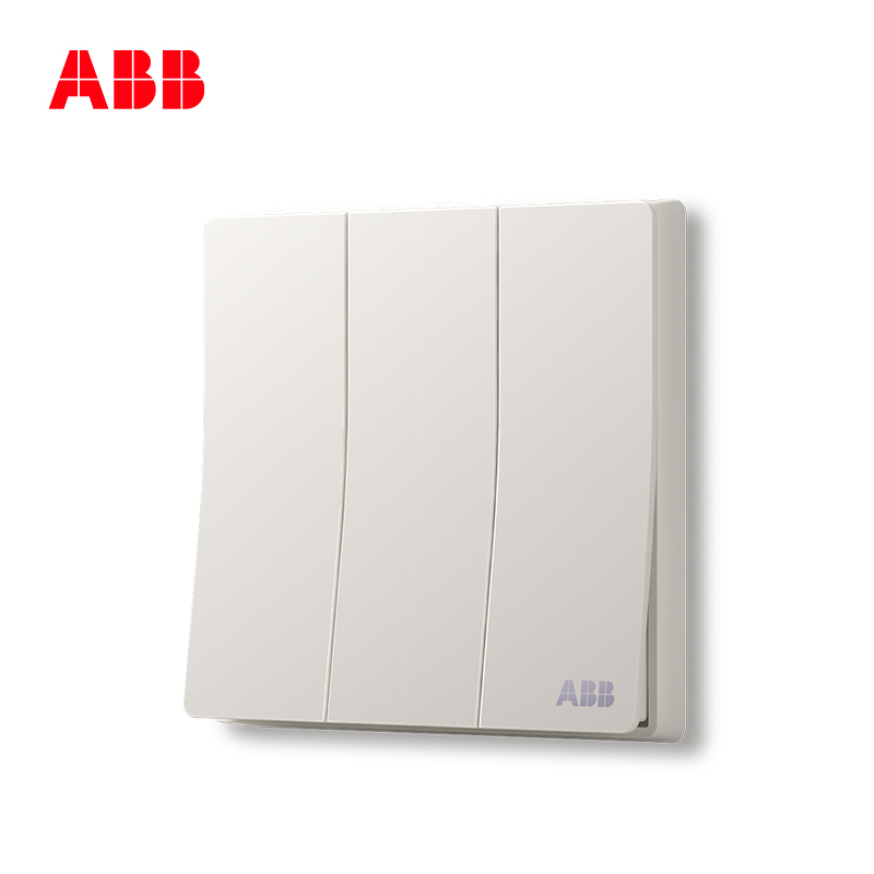 ABB开关插座 轩致无框 雅典白色 三位三开三联双控开关面板AF121