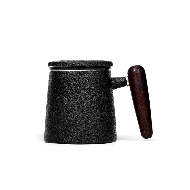 泡茶杯 陶瓷 大容量马克杯办公茶杯创意便携茶水分离过滤随手杯 凤栖梧三件套