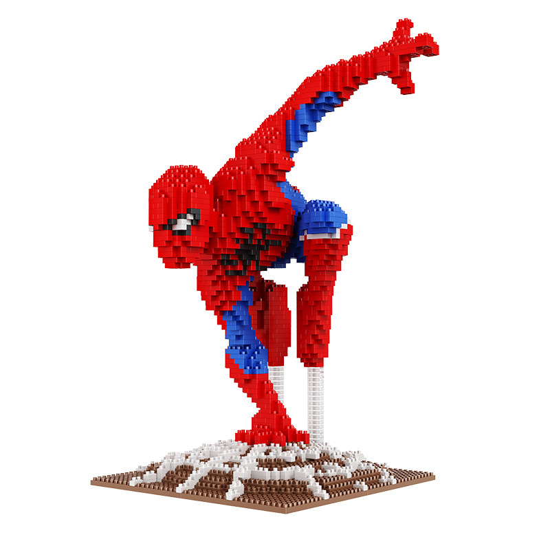 超人蜘蛛侠拼装兼容乐高玩具儿童漫威微型钻石小颗粒拼插积木超人